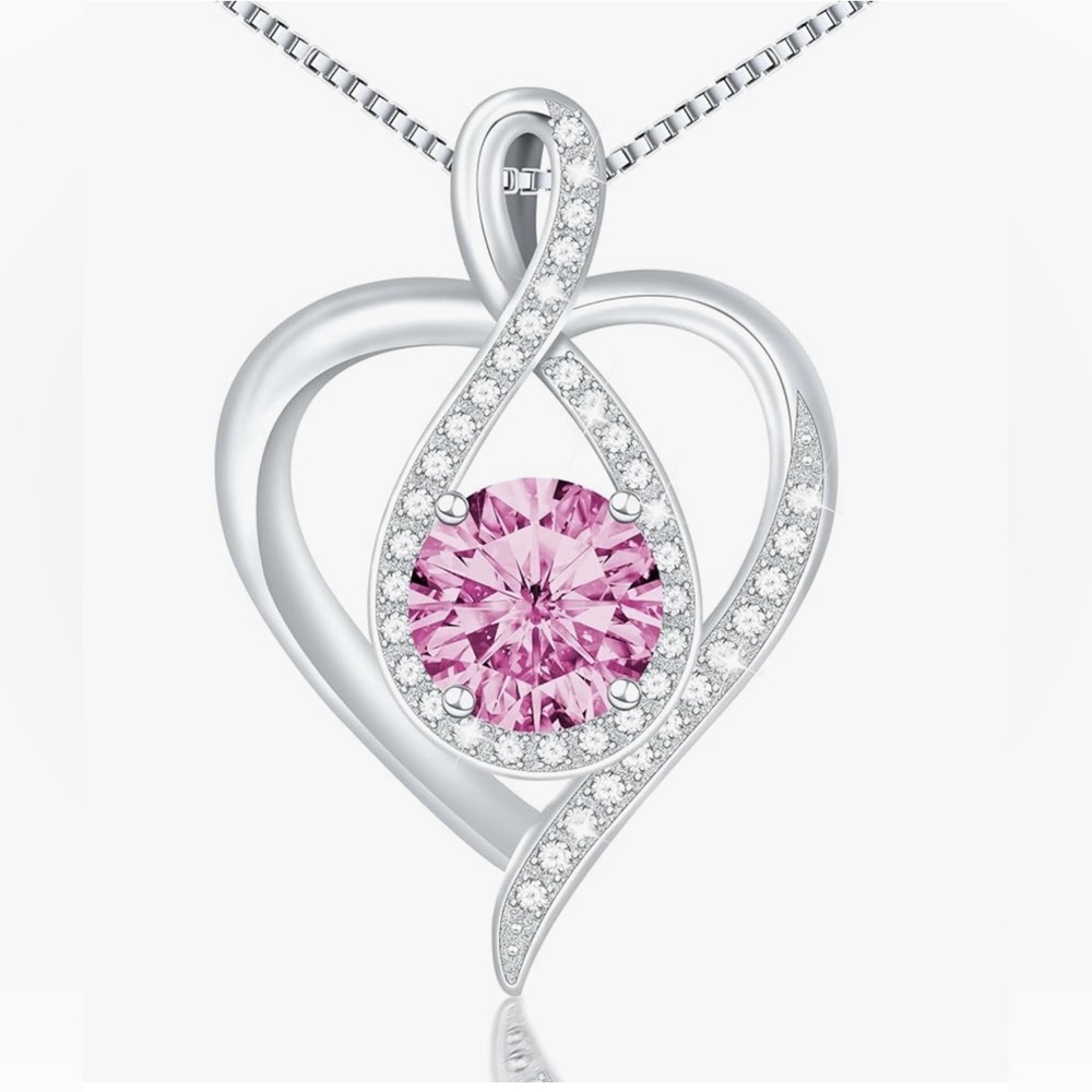 Yuelove 925 Sterling Silver Heart with Zirconia Necklace NWT